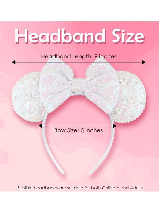 Women 01-White Polyester Velvet Mickey Mouse Halloween Costume Headband main image 6